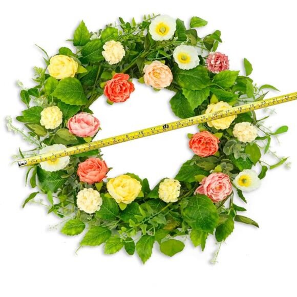 Artificial Spring Summer Wreaths for Front Door Summer Door Wreath Floral - Picture 7 of 8